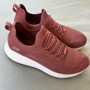 Skechers Women's Slip-On Athletic Sneakers - Rosewood Knit with White Sole